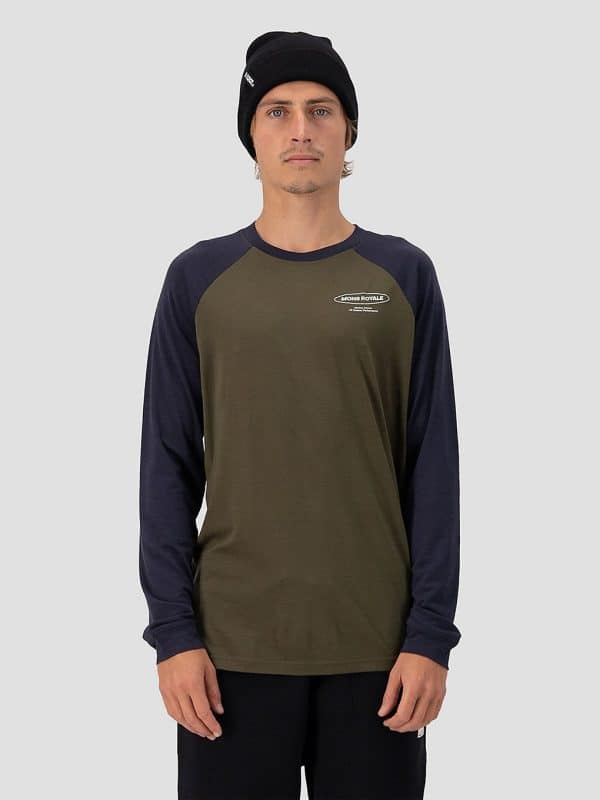 Mons Royale Icon Merino Raglan Funktionsshirt dark olive / 9 iron