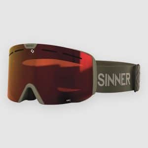 Sinner Arc Matte Moss Green Goggle dbl full red mirror vent