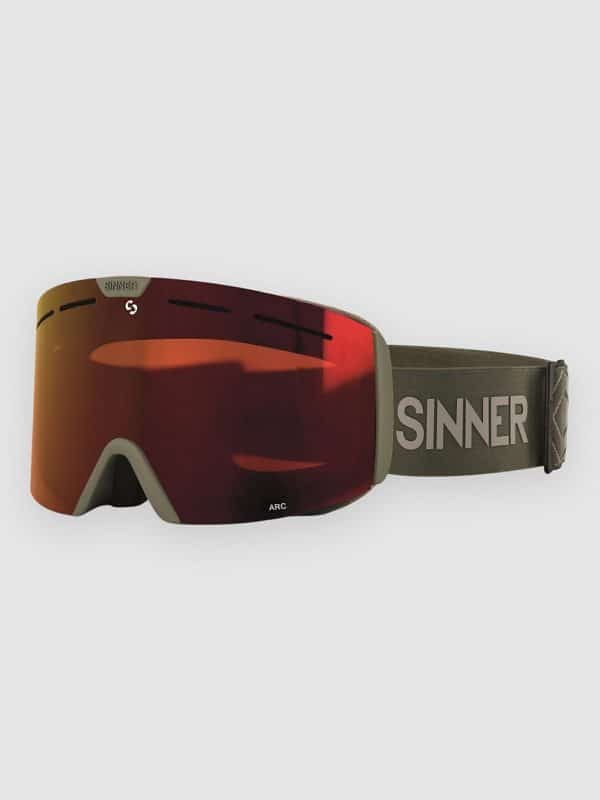 Sinner Arc Matte Moss Green Goggle dbl full red mirror vent